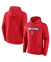 Fanatics Men's Red Wisconsin Badgers Iconic Fleece Down The Field Pullover Hoodie
