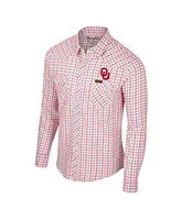 Colosseum x Wrangler Men's White Oklahoma Sooners Plaid Windowpane Long Sleeve Full-Snap Shirt