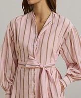 Lauren Ralph Women's Striped Voile Blouson-Sleeve Shirtdress