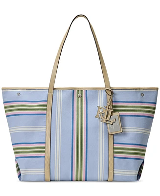 Lauren Ralph Lauren Striped Twill Extra-Large Emerie Tote