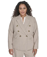 Calvin Klein Plus Windowpane Double-Breasted Jacket