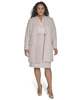 Calvin Klein Plus Tweed Open-Front Long-Sleeve Topper