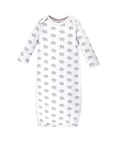 Touched by Nature Baby Boys Organic Cotton Long-Sleeve Gowns 3pk, Marching Elephant, 0-6 Months