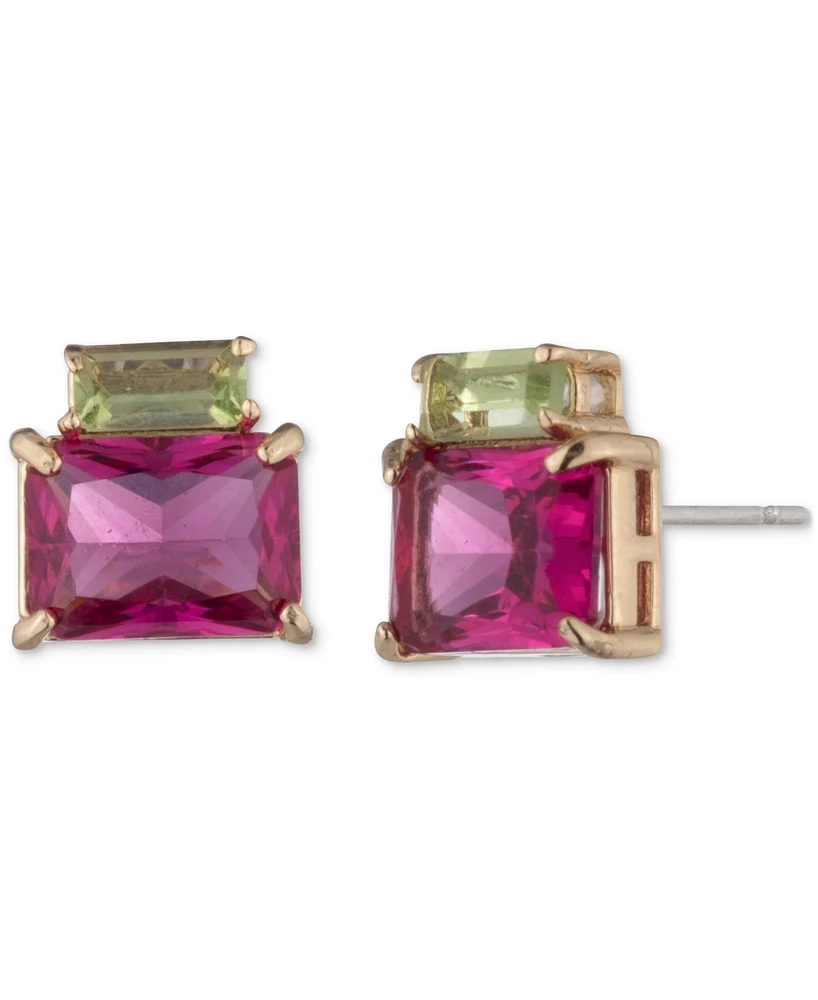 Lauren Ralph Gold-Tone Stacked Stone Stud Earrings
