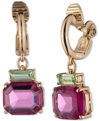 Lauren Ralph Gold-Tone Crystal Drop Clip Earrings