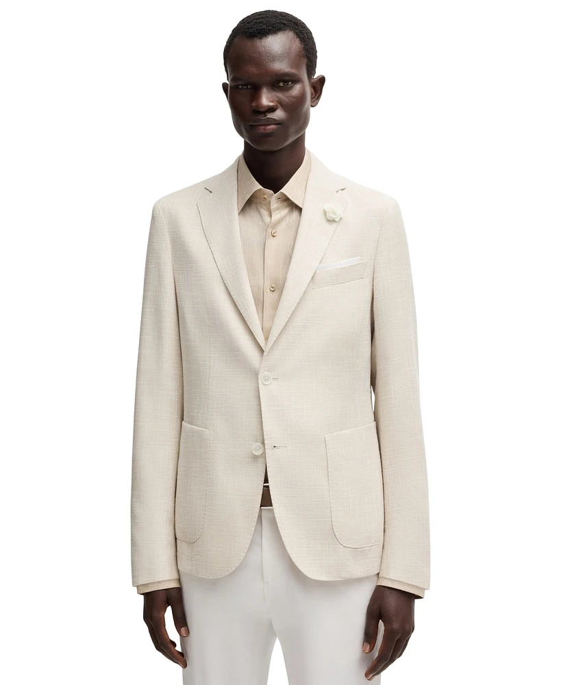 Boss by Hugo Men's Micro-Patterned Fabric Slim-Fit Blazer