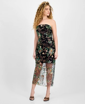 Sam Edelman Women's Floral Sequence Strapless Dress