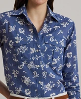 Lauren Ralph Women's Classic-Fit Floral Cotton Voile Shirt