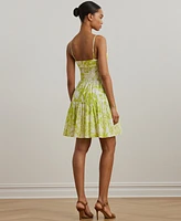 Lauren Ralph Lauren Women's Floral Belted Voile Sleeveless Dress
