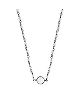 Adornia Fine Labradorite Rosary Necklace with Moonstone Center Stone black rhdodium .925 sterling silver