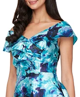 Alex Evenings Petite Printed Off-The-Shoulder A-Line Dress