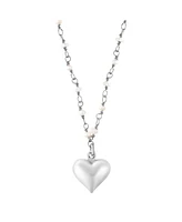 Adornia Fine Freshwater Pearl Rosary with Heart Pendant Necklace black rhodium .925 sterling silver