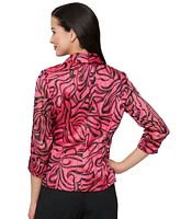 Alex Evenings Women's Printed Side-Tie Blouse