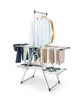 Large Foldable Clothes Drying Rack with Tall Hanging Bar