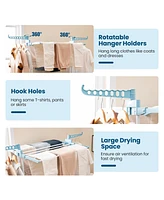 4-tier Clothes Drying Rack with Rotatable Side Wings and Collapsible Shelves