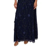 Adrianna Papell Women's V-Neck Beaded Sleeveless Gown