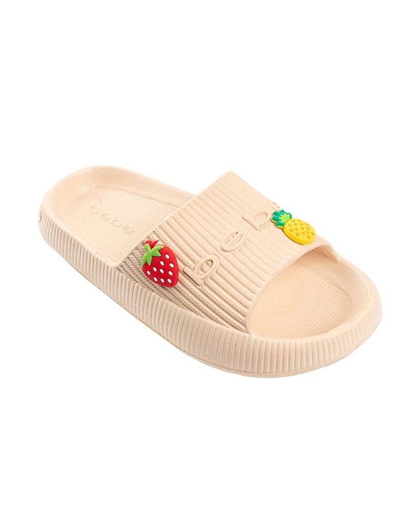 Bebe Little and Big Girls Fun Stylish Platform with Logo Charms Slides