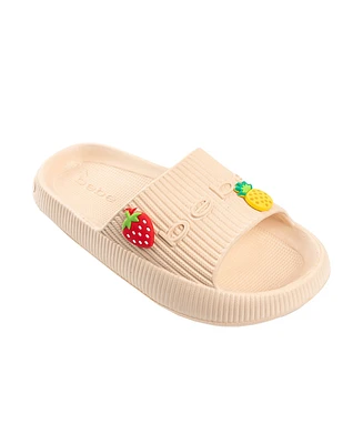Bebe Little and Big Girls Fun Stylish Platform with Logo Charms Slides