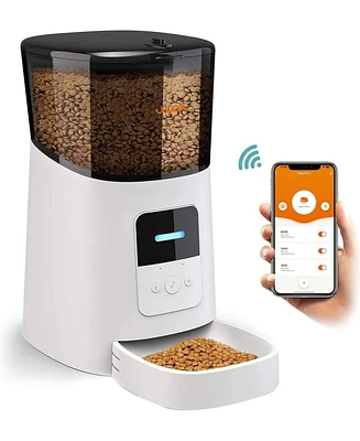 6L Automatic Cat Feeder, WiFi Automatic Dog Feeder with App Control for Remote Feeding, Automatic Cat Food Dispenser with Low Food Sensor and Voice Re