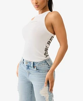 True Religion Women's Logo Halter Neckline Tank T-Shirt