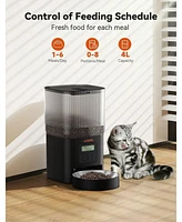 Automatic Cat Feeder-Timed Cat Feeders with 180-Day Battery Life,Cat Food Dispenser for Dry Food Fresh,1-6 Meals Per Day,Auto Pet Feeder for Cat&Dog