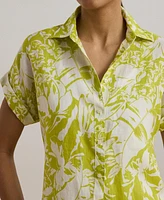 Lauren Ralph Women's Relaxed-Fit Floral Linen Short-Sleeve Shirt