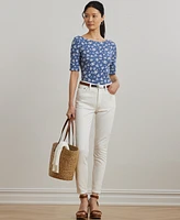 Lauren Ralph Women's Floral Stretch Cotton Boatneck Tee