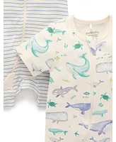 Purebaby Baby Boys Short Sleeve 2 Pack Zip Coverall