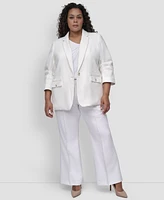 Dkny Plus Ruched-Sleeve One-Button Blazer