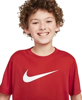 Nike Big Kids' Legend Swoosh-Logo Crewneck Dri-fit T-Shirt