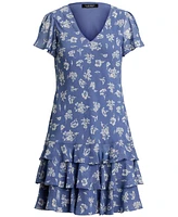 Lauren Ralph Women's Floral Georgette Drop-Waist Dress
