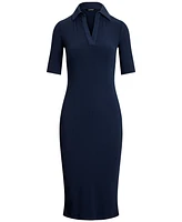 Lauren Ralph Lauren Women's Rib-Knit Elbow-Sleeve Polo Dress