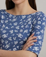 Lauren Ralph Women's Floral Stretch Cotton Midi Dress
