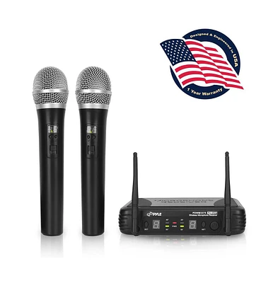 Pyle Premier Series Professional 2-Channel Uhf Wireless Handheld Microphone System with Selectable Frequency