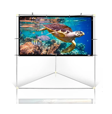 Pyle Outdoor Projector Screen – 100" Portable Viewing Display with Frame Stand, Hd 16:9 Display