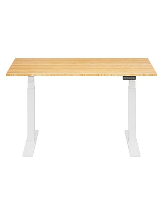 Flexispot E7-commercial 55 W Electric Adjustable Standing Desk, Bamboo Top, White Base