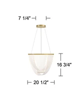 Muir 20 1/2" Modern Pendant Ceiling Light Fixture Dining Room Over Table Kitchen Island Foyer Hanging Unique Led Dimmable Clear Sanded Gold Finish Acr