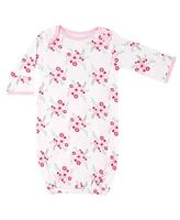 Luvable Friends Baby Girls Cotton Gowns, Pink Floral, Preemie/Newborn