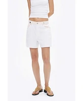 Nocturne Women's Mini Denim Shorts with Metal Button Accessories