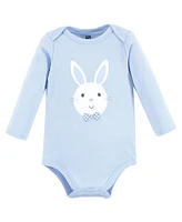 Hudson Baby Boys Cotton Long-Sleeve Bodysuits, Hoppy Easter