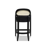 Mid-Century Modern 26" Counter Stool, 1PK Cane Back Bar Chair, Solid Oak Frame for Kitchen Island & Home Bar-The Pop
