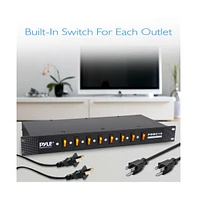 Pyle 8 Outlet Rack Mount Power Supply Center with Individual Outlet Switches