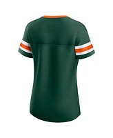 Fanatics Women's Green Miami Hurricanes Iconic Athena Lace-Up T-Shirt