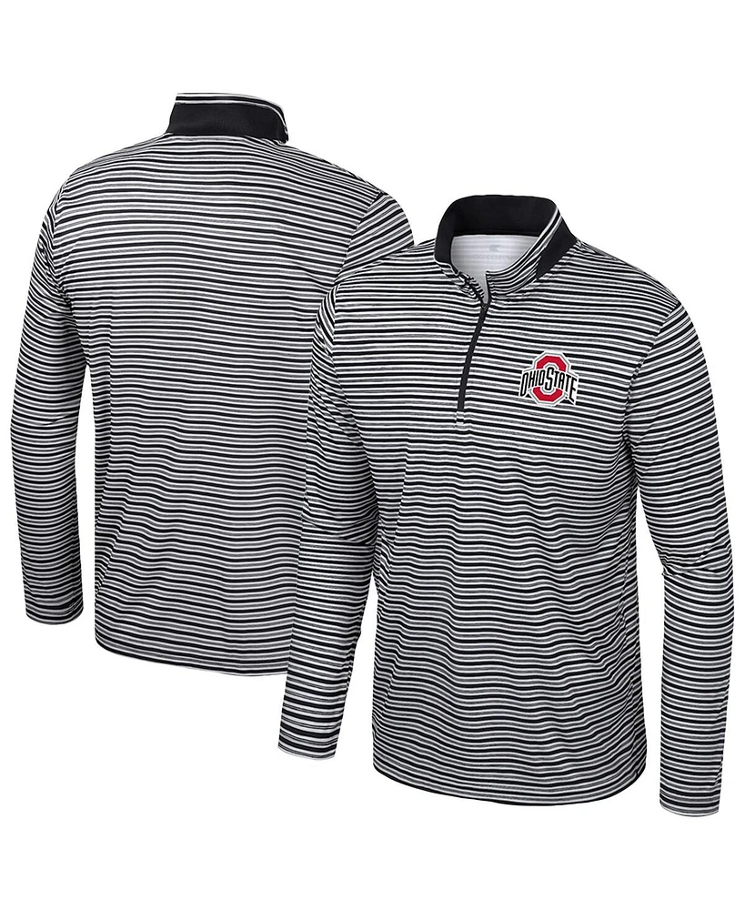 Colosseum Men's Black Ohio State Buckeyes Striped Quarter-Zip Sweatshirt