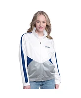 G-iii Sports by Carl Banks Women's White/Royal Los Angeles Dodgers Rally Rhinestone Raglan Full-Zip Track Jacket