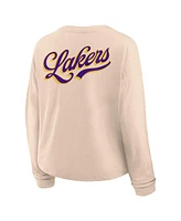 Fanatics Women's Natural Los Angeles Lakers Boxed Out Drop Fashion Long Sleeve T-Shirt