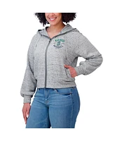 Wear by Erin Andrews Women's Heather Gray Seattle Mariners Speckled Fleece Cropped Full-Zip Hoodie