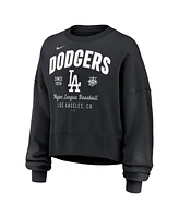 Nike Women's Black Los Angeles Dodgers Oversized Long Sleeve Cropped Pullover Sweatshirt