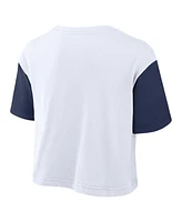 Nike Women's White/Navy New York Yankees Script Cropped Performance T-Shirt