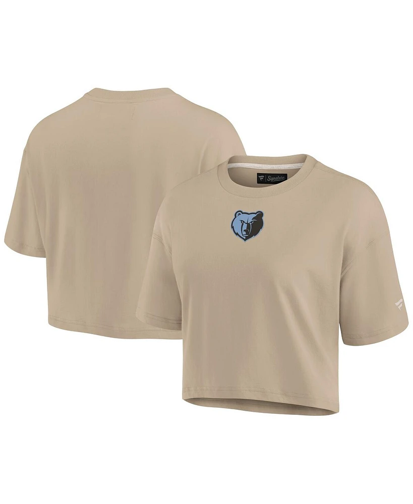 Fanatics Women's Khaki Memphis Grizzlies Elements Super Soft Boxy Cropped T-Shirt